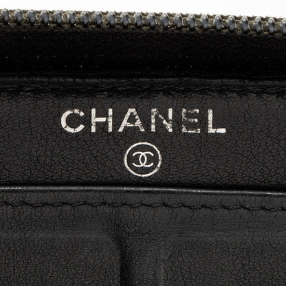Chanel Caviar Leather Timeless Zip Around Wallet