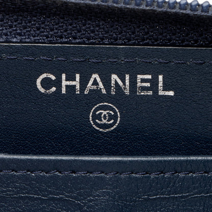 Chanel Caviar Leather Timeless Zip Around Wallet