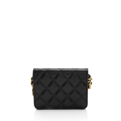 Chanel Caviar Leather Twist You Buttons Chain Belt Bag