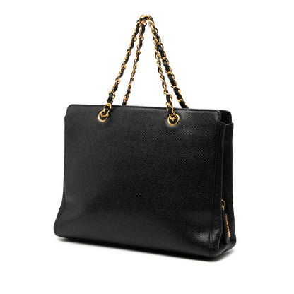 Chanel Caviar Logo Chain Tote