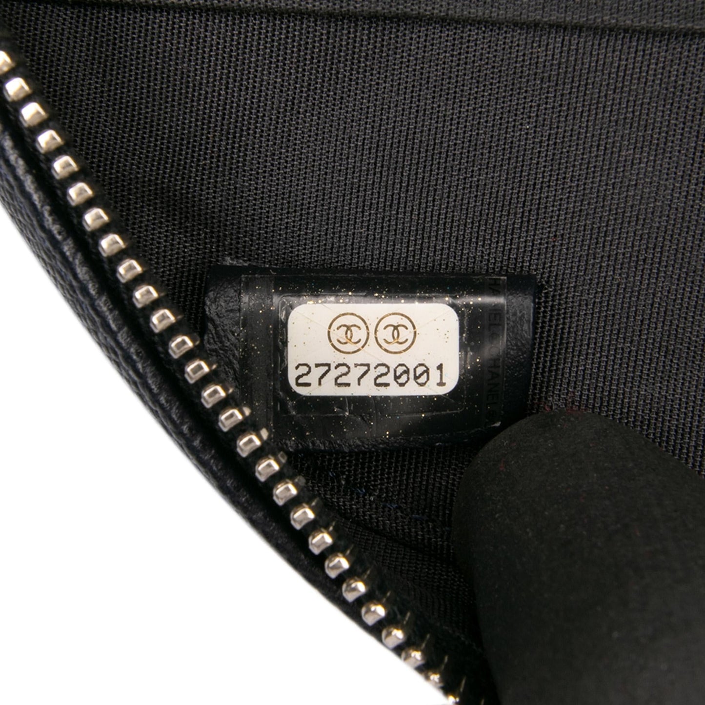 Chanel Caviar Striped CC Filigree Round Crossbody