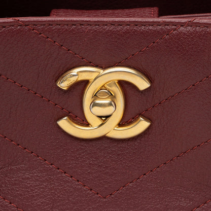 Chanel Chevron Calfskin Python Chic Small Shopping Tote