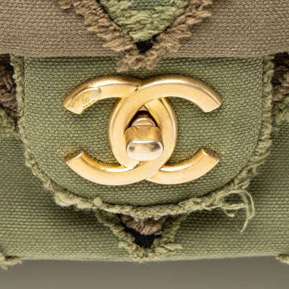 Chanel Chevron Canvas Patchwork Cuba CC Maxi Flap Bag