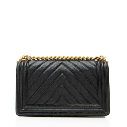 Chanel Chevron Caviar Leather Old Medium Boy Bag