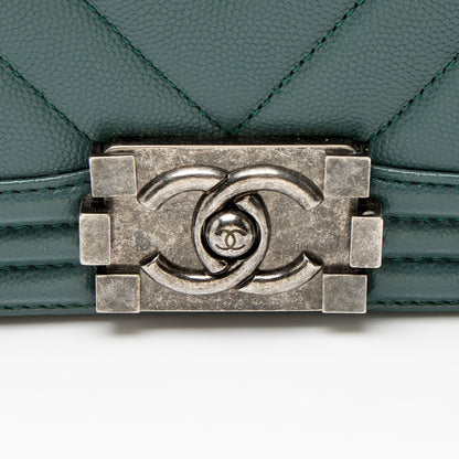 Chanel Chevron Caviar Leather Old Medium Boy Bag