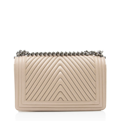 Chanel Chevron Lambskin Beaded New Medium Boy Bag