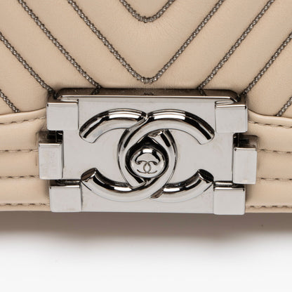 Chanel Chevron Lambskin Beaded New Medium Boy Bag