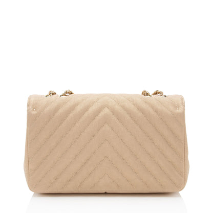 Chanel Chevron Metallic Caviar Leather Statement Small Flap Bag