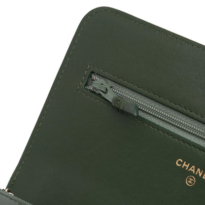 Chanel Chevron Quilted Crumpled Calfskin Boy Wallet On Chain