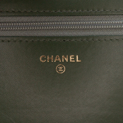 Chanel Chevron Quilted Crumpled Calfskin Boy Wallet On Chain