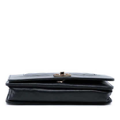 Chanel Chevron Sheepskin Mademoiselle Vintage Wallet on Chain