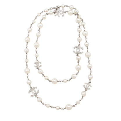 Chanel Crystal Pearl CC Long Necklace