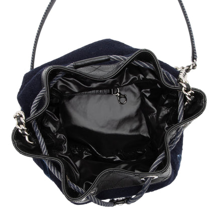 Chanel Embroidered Wool Paris-Hamburg Drawstring Bucket Bag (SHF-NGxLpf)
