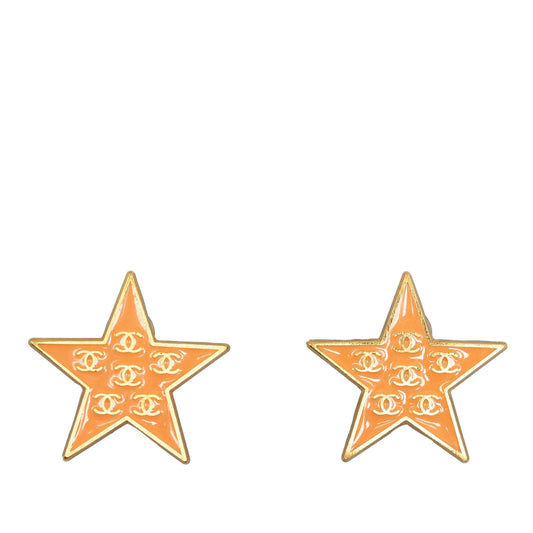 Chanel Enamel CC Star Clip-On Earrings (SHG-sn3z2v)