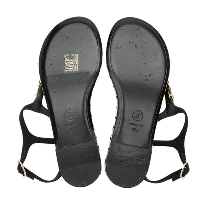 Chanel Grosgrain Chain Thong Sandals  - Size 7C / 37C