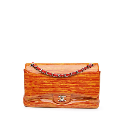 Chanel Jumbo Classic Patent Stiped Double Flap