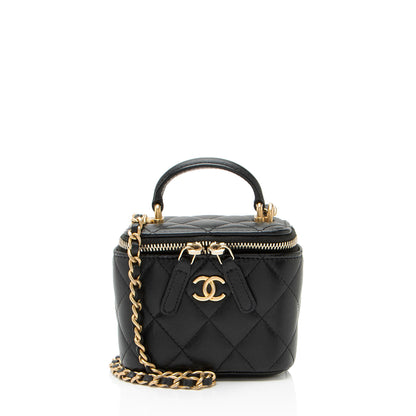 Chanel Lambskin Top Handle Mini Vanity Case