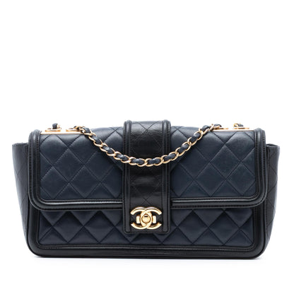 Chanel Large Bicolor Quilted Lambskin Elegant CC Flap