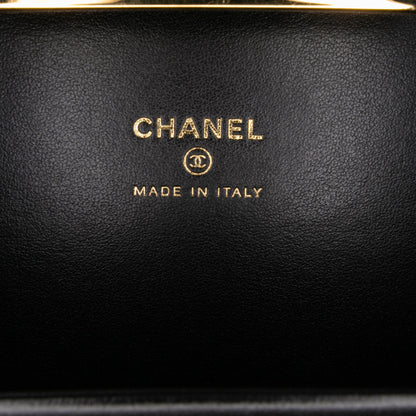 Chanel Large Glazed Goatskin Box With Chain