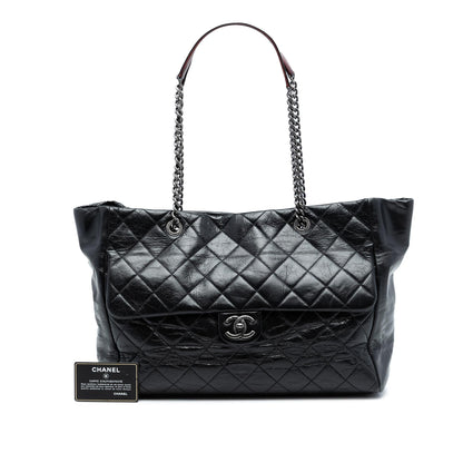 Chanel Large Quilted Glazed Calfskin Duo Color Tote