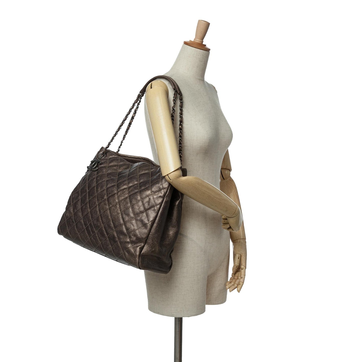 Chanel Large Quilted Iridescent Caviar Chic Tall Shopping Tote