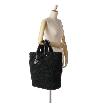 Chanel Large Quilted Knit Pluto Glitter Satchel