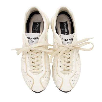Chanel Perforated Leather CC Sneakers - Size 8.5 / 38.5