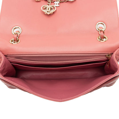 Chanel Limited Edition Lambskin Valentine Classic Medium Single Flap Bag (SHF-M2VY9h)