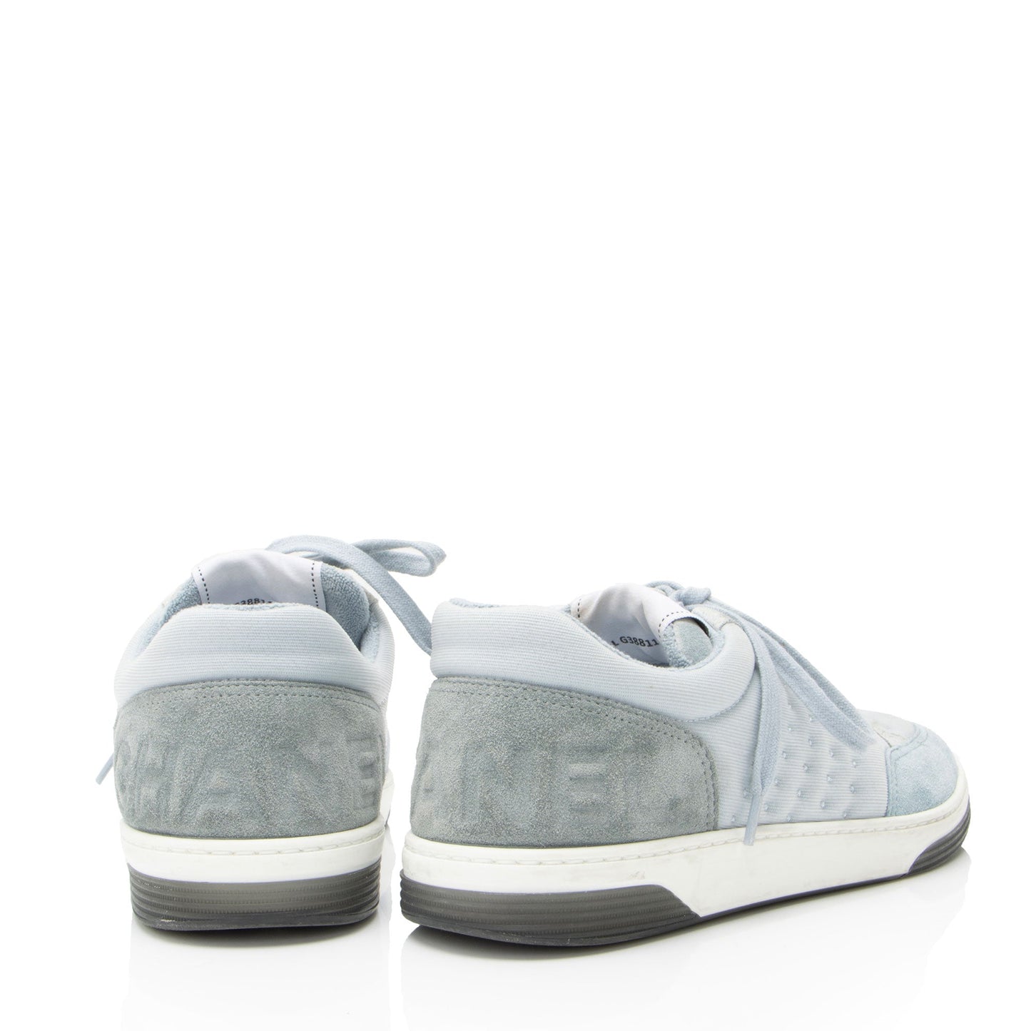 Chanel Suede Studded Logo Sneakers - Size 9.5 / 39.5