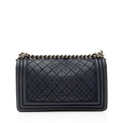Chanel Matte Caviar Leather Old Medium Boy Bag