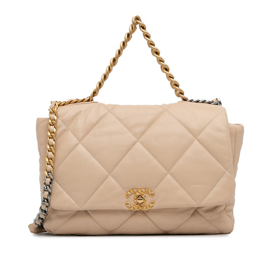 Chanel Maxi Lambskin 19 Flap Satchel (SHG-RsNtmV)