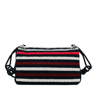 Chanel Maxi Multicolor Stripe Jersey Rope Flap (SHG-qrO2iH)