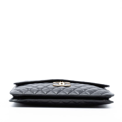 Chanel Maxi XL Quilted Lambskin Clutch with Chain