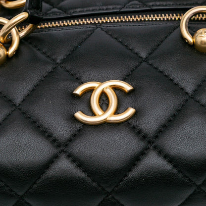 Chanel Métiers d'Art CC Quilted Lambskin Box Top Handle Satchel