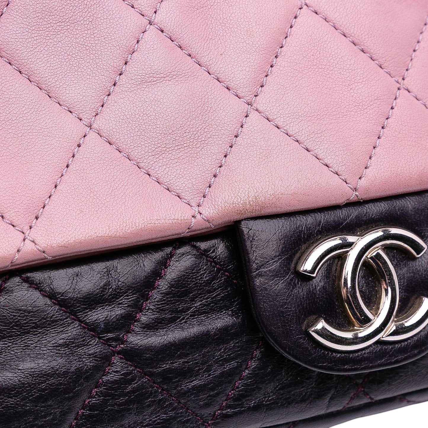 Chanel Medium Bicolor Lambskin and Calfskin CC Chain Flap