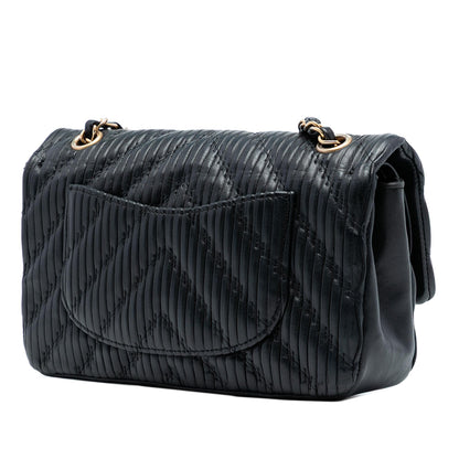 Chanel Medium Classic Chevron Calfskin Pleated Double Flap
