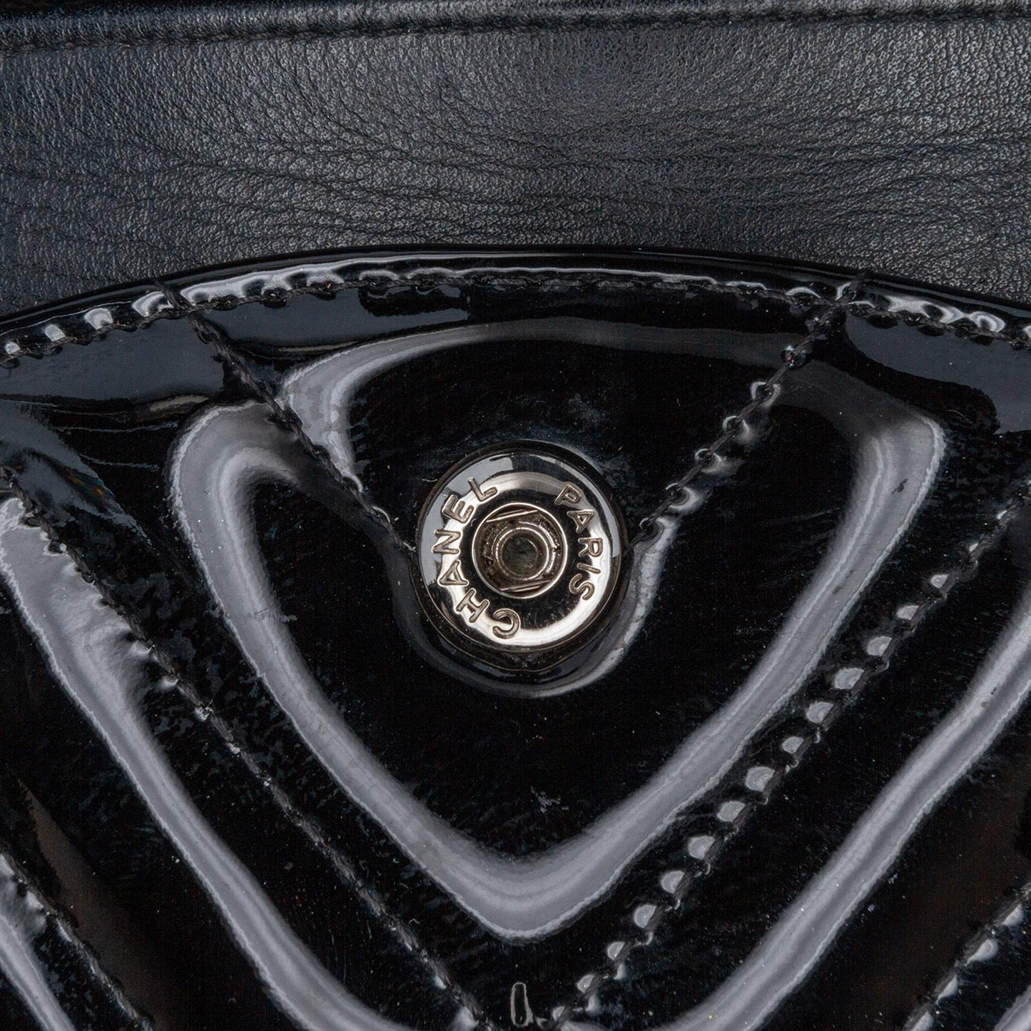 Chanel Medium Classic Chevron Patent Double Flap