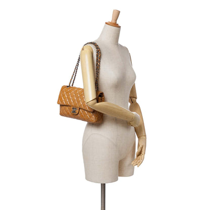 Chanel Medium Classic Crinkled Patent Double Flap