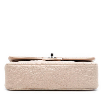 Chanel Medium Classic Lambskin Camellia Stitched Double Flap
