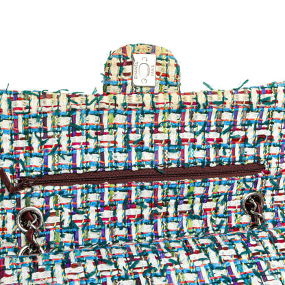 Chanel Medium Classic Multicolor Tweed Double Flap