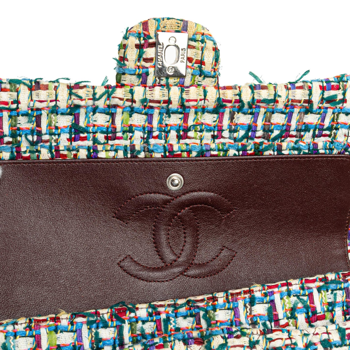 Chanel Medium Classic Multicolor Tweed Double Flap