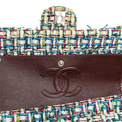 Chanel Medium Classic Multicolor Tweed Double Flap