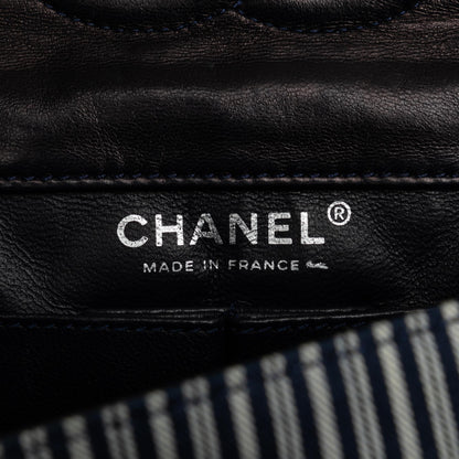 Chanel Medium Cotton Striped Double Flap (SHG-TDyWsX)