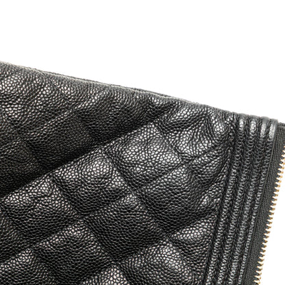 Chanel Medium Quilted Caviar Boy O Case Clutch