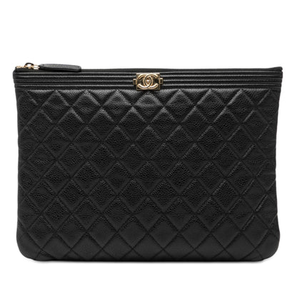 Chanel Medium Quilted Caviar Boy O Case Clutch
