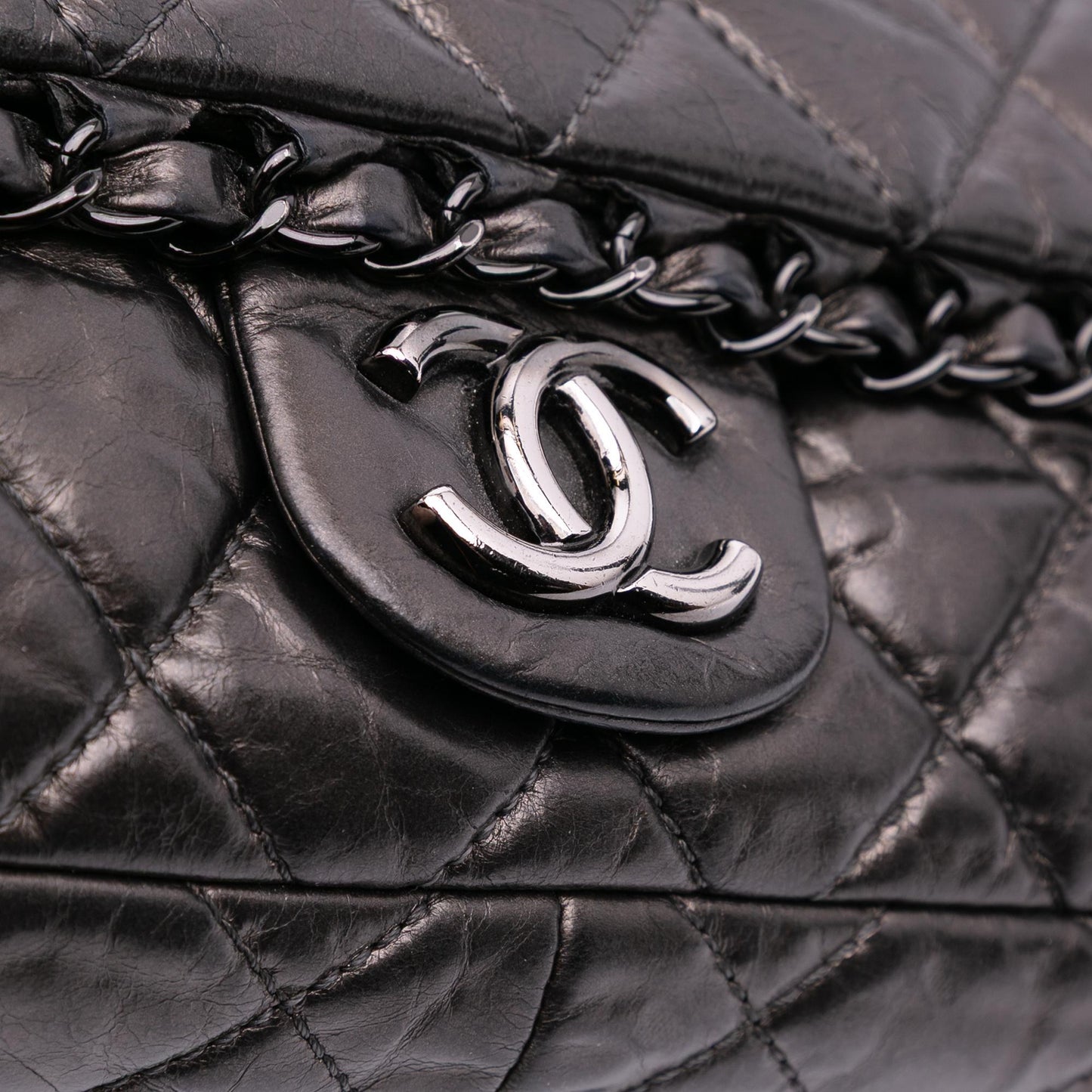 Chanel Medium Quilted Metallic Aged Calfskin Chain Me Flap