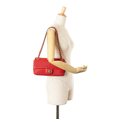 Chanel Medium Wrinkled Calfskin Quilted Chevron Medallion Charm Surpique Flap