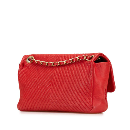 Chanel Medium Wrinkled Calfskin Quilted Chevron Medallion Charm Surpique Flap