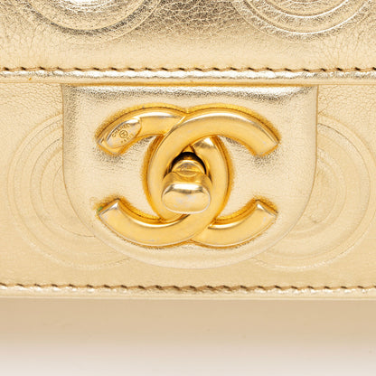 Chanel Metallic Calfskin Embossed Cocallover Flap Shoulder Bag