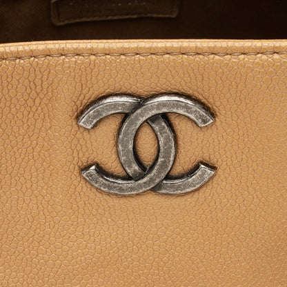 Chanel Metallic Caviar Leather Chain Large Shopping Tote